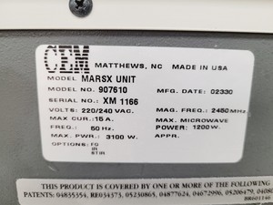 Thumbnail image of CEM MarsX Microwave Digestion Oven  Model no. 907610 Lab