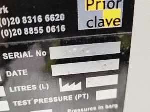 Thumbnail image of Priorclave Laboratory Benchtop Autoclave  Type - PS/MVA/C40 Lab