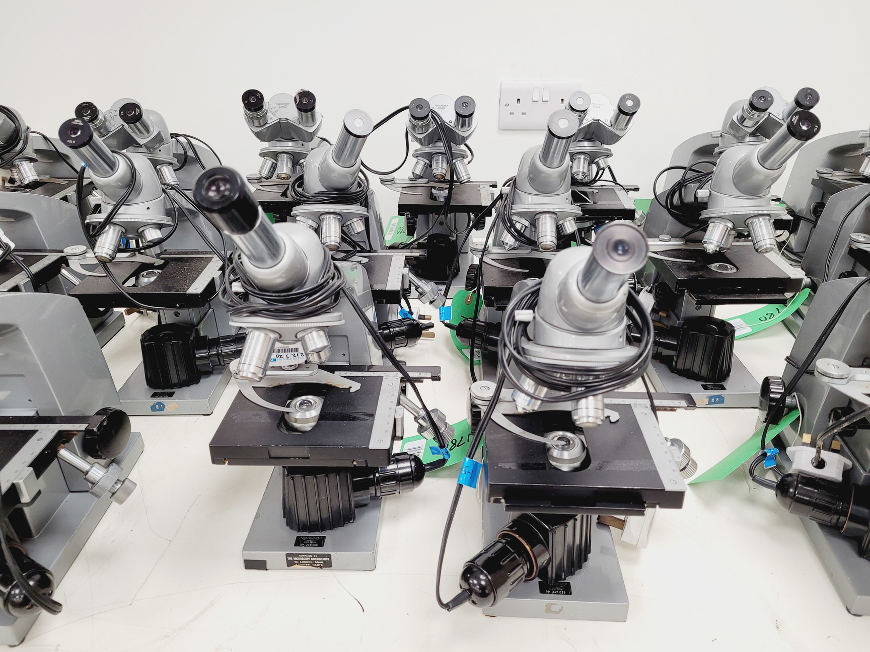 Image of Job Lot of 17 Reichert Laboratory Compound Binocular Microscopes Lab