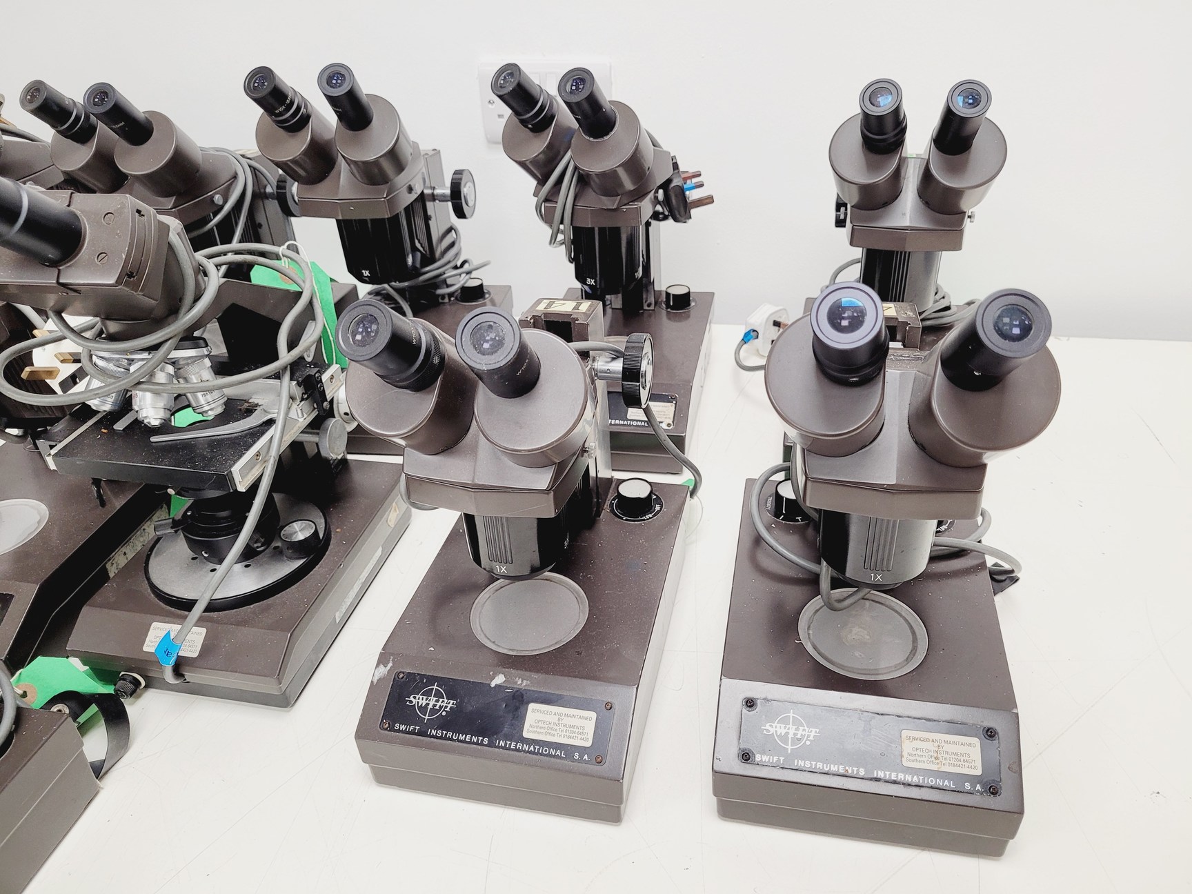 Image of Job Lot of 13 Swift Stereo Eighty Stereo Zoom Laboratory Microscopes Lab