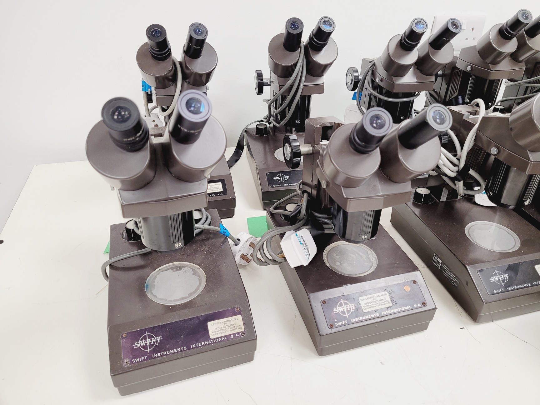 Image of Job Lot of 13 Swift Stereo Eighty Stereo Zoom Laboratory Microscopes Lab