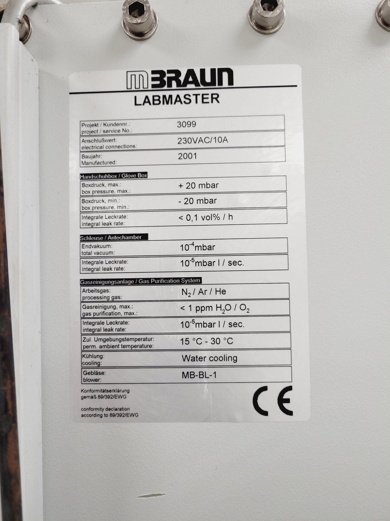 Image of MBraun Labmaster 130 Laboratory Glove Box Lab