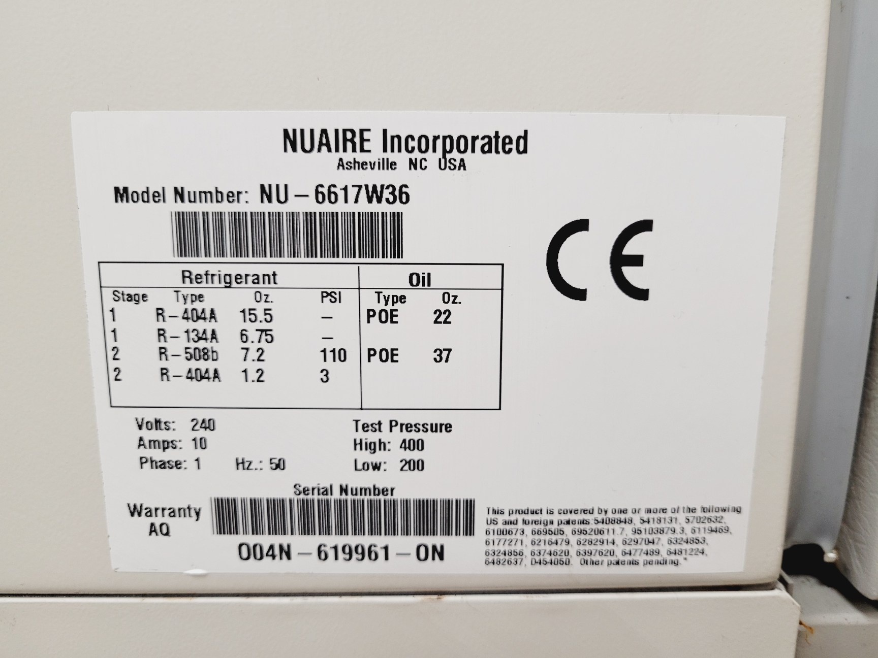 Image of Nuaire -86 Ultra Low Laboratory Freezer  Model no. NU-6617 W36 Lab