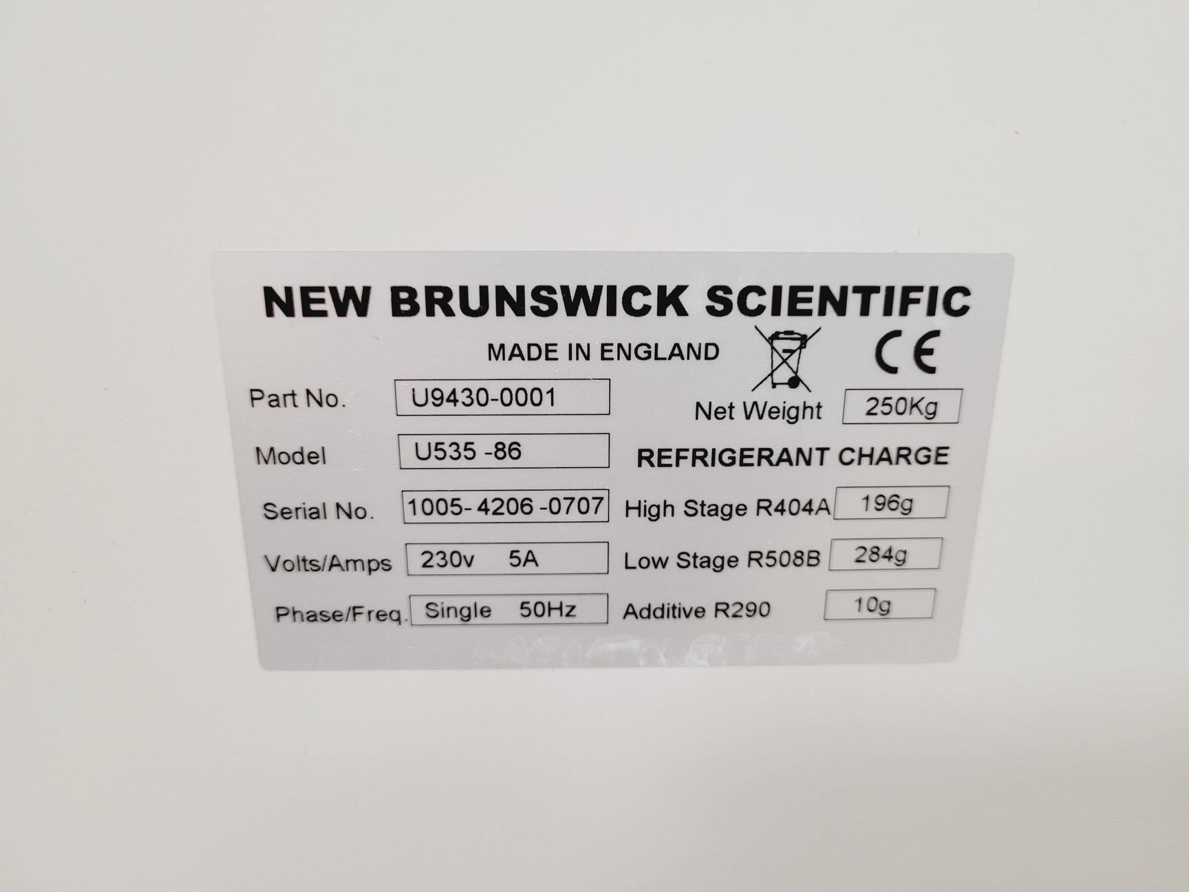 Image of New Brunswick  U535 -86 Ultra Low Temperature Freezer & CO2 Backup Unit Lab
