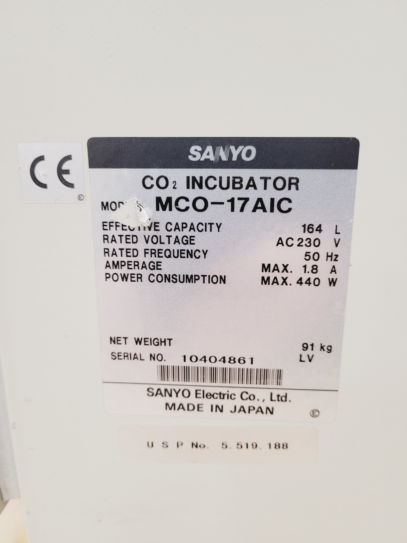 Image of Sanyo CO2 Laboratory Incubator  Model - MCO-17AIC Lab