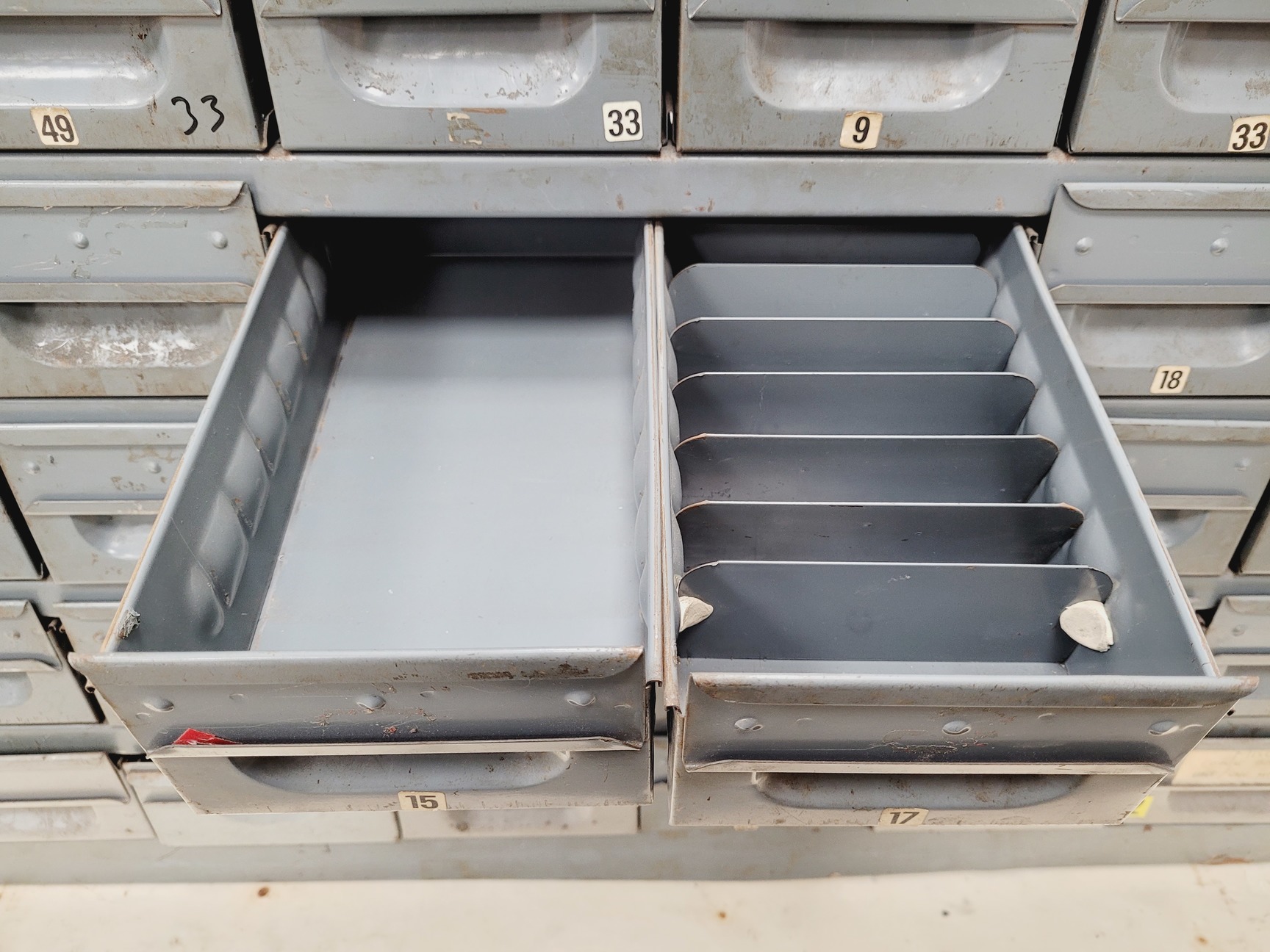 Image of 3 x Sets of NC Brown Metal Drawer Component Small Parts Storage Units