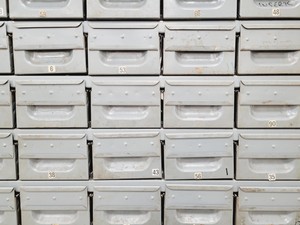 Thumbnail image of 3 x Sets of NC Brown Metal Drawer Component Small Parts Storage Units