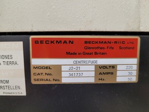 Thumbnail image of Beckman Centrifuge  Model - J2-21 Spares/Repairs