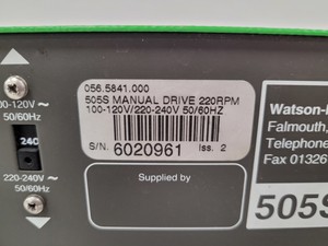 Thumbnail image of Watson Marlow 505S Peristaltic Pump &  Manual Drive 220 RPM with Manuals Lab
