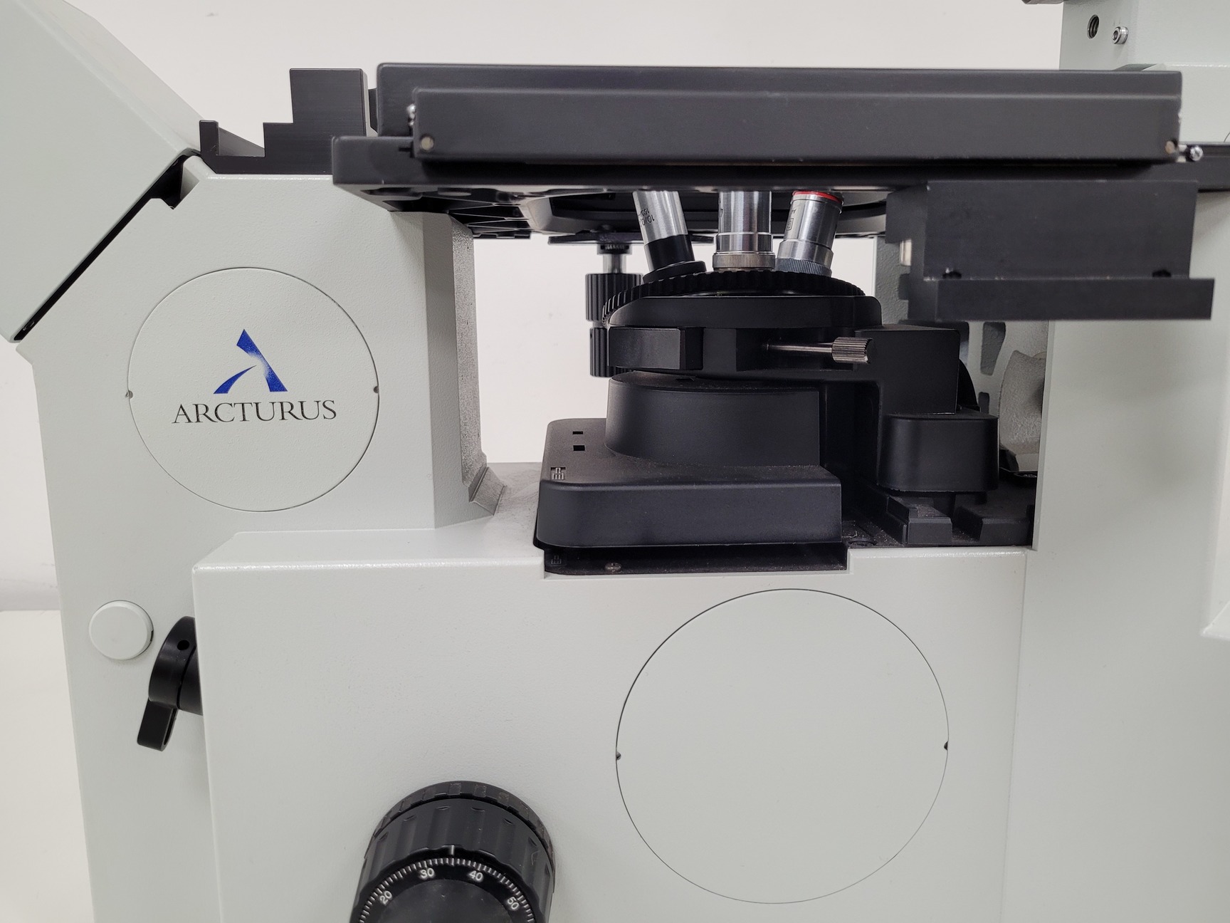 Image of Olympus IX50 Arcturus Inverted Microscope Body with 3 x Objectives & No Head