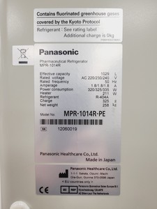 Thumbnail image of Panasonic Pharmaceutical Refrigerator  Model - MPR-1014R-PE Lab