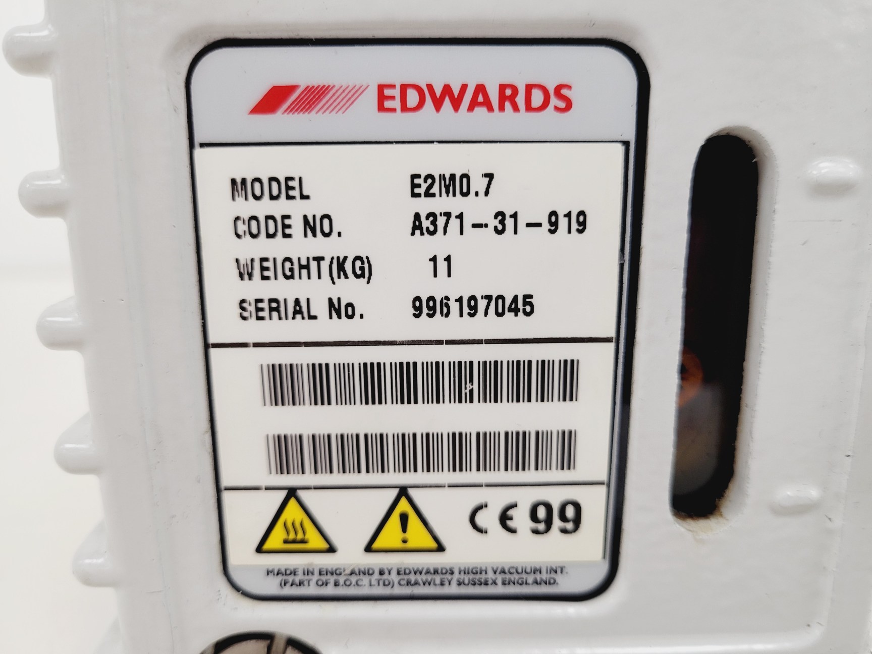 Image of Edwards 7 Rotary Vane Vacuum Pump  Model - E2M0.7 Lab