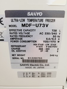 Thumbnail image of Sanyo Ultra-Low Temperature Freezer  Model - MDF-U73V Lab