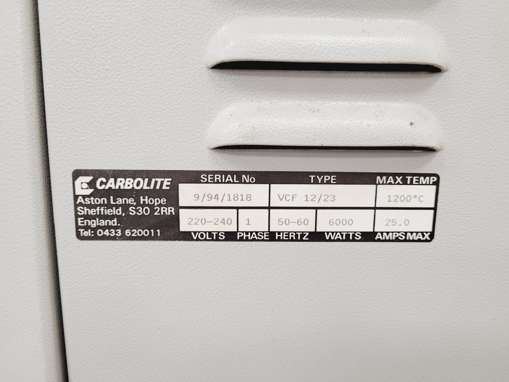 Image of Carbolite Laboratory Furnace Model - VCF 12/23 Lab Spares/Repairs