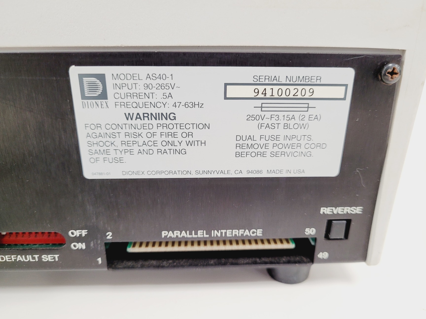 Image of Dionex Ion Chromatography System - AD20-1, GP40-1, ED40-1, LC10-2, AS40-1, UI20
