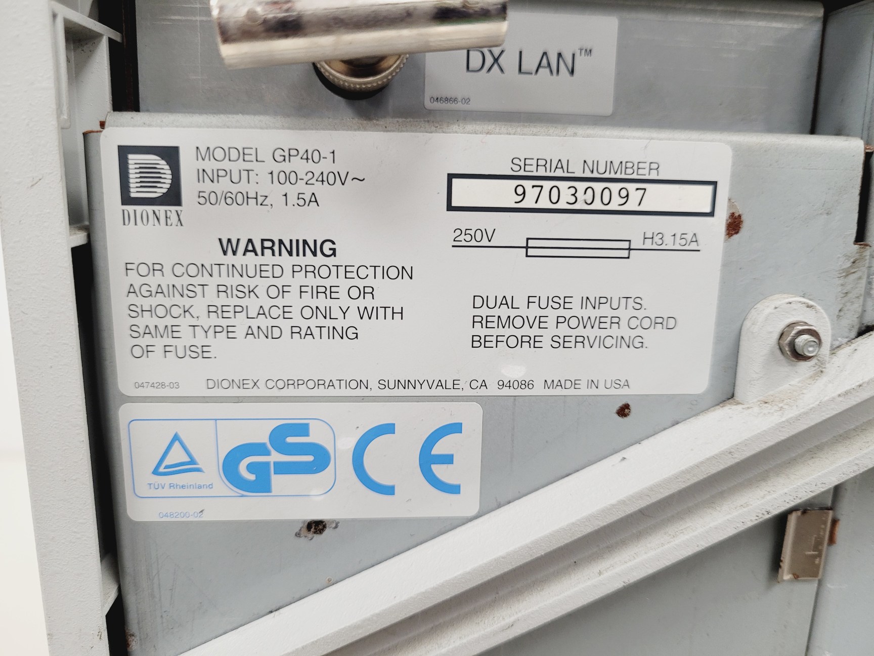 Image of Dionex Ion Chromatography System - AD20-1, GP40-1, ED40-1, LC10-2, AS40-1, UI20