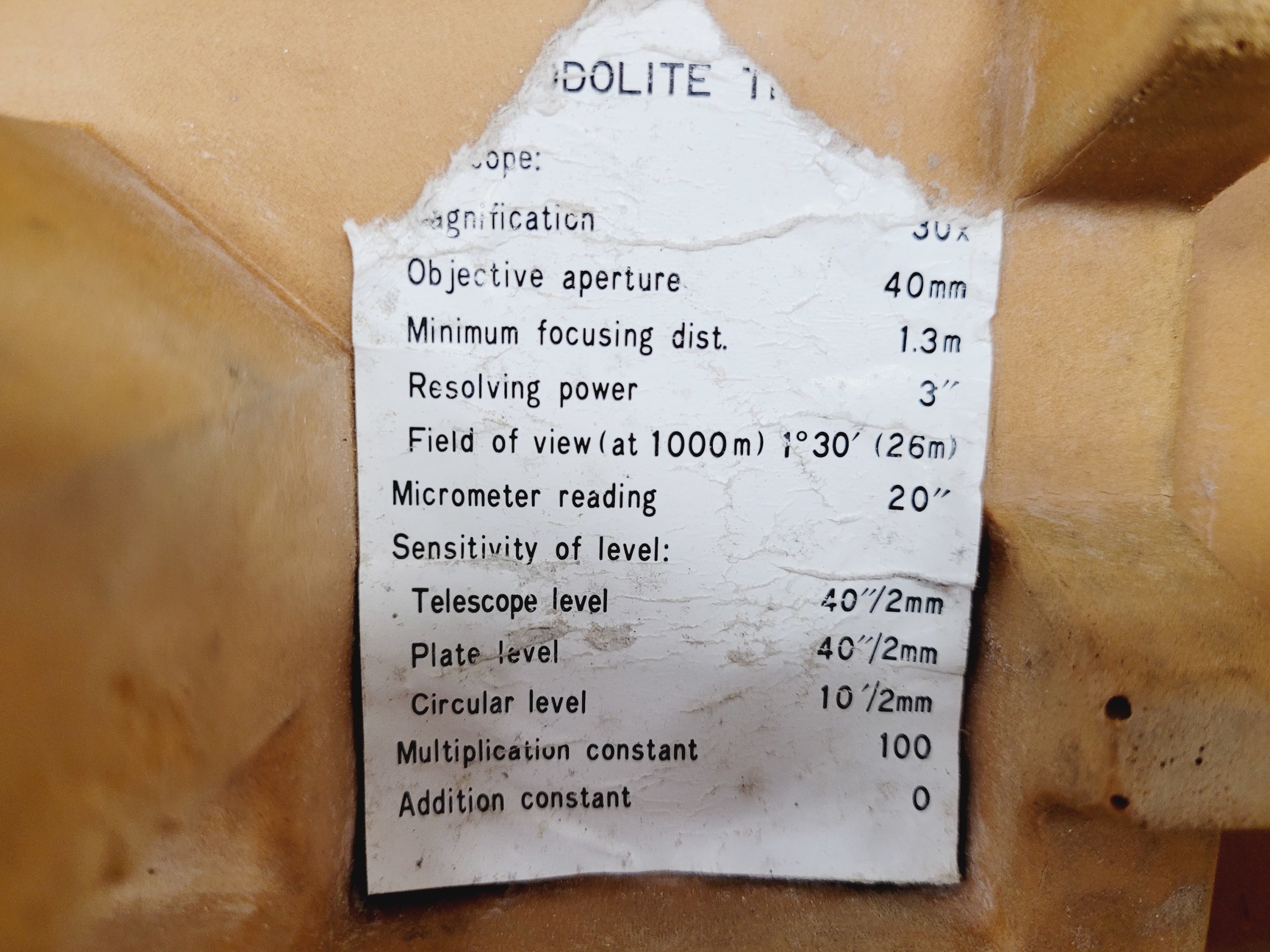 Image of Sokkisha Surveying Theodolite TM20Es with Tripod Lab