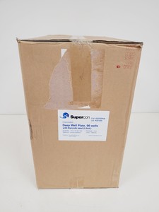 Thumbnail image of 13 Boxes of Supercon SDP0096B Deep Well Plates (96 Well) with Barcode labels 