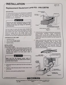 Thumbnail image of Beckman 166 Detector Lamp  Replacement Deuterium Lamp Kit - P/N: 538706