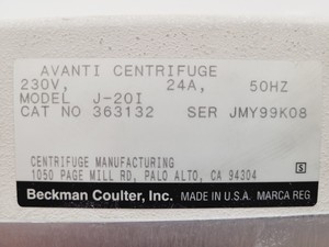 Thumbnail image of Beckman Coulter J-20I Avanti Floor Standing Centrifuge Lab