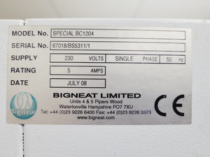Thumbnail image of Bigneat  Special BC1204 Chemcap Filtration Safety Cabinet Lab