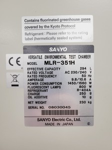 Thumbnail image of Sanyo Versatile Environmental Test Chamber  Model - MLR-351H Lab Humidity Fault