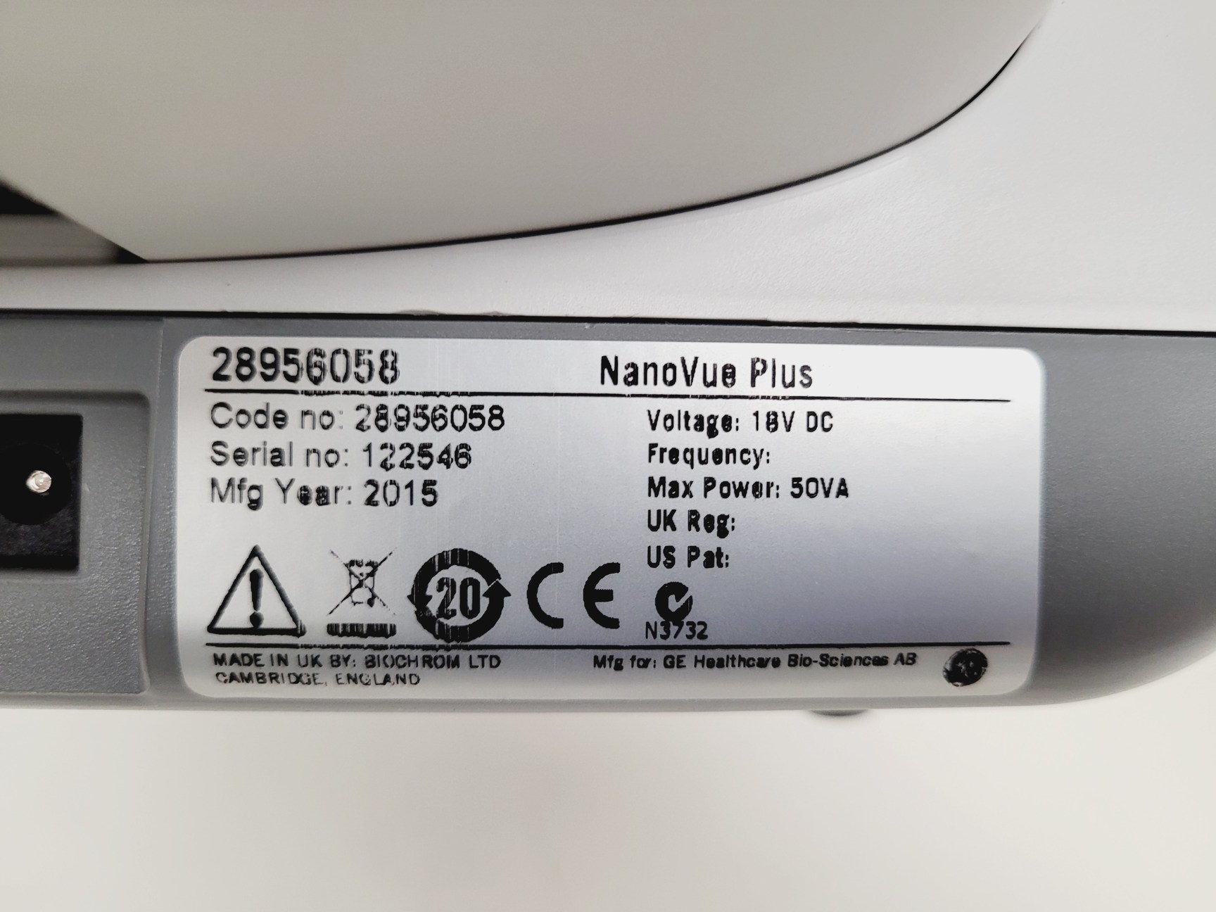 Image of GE NanoVue Plus Portable Spectrophotometer  Code - 28956058 Lab