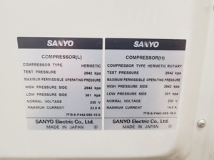 Thumbnail image of Sanyo Ultra-Low Temperature Freezer  Model - MDF-U3386S Lab