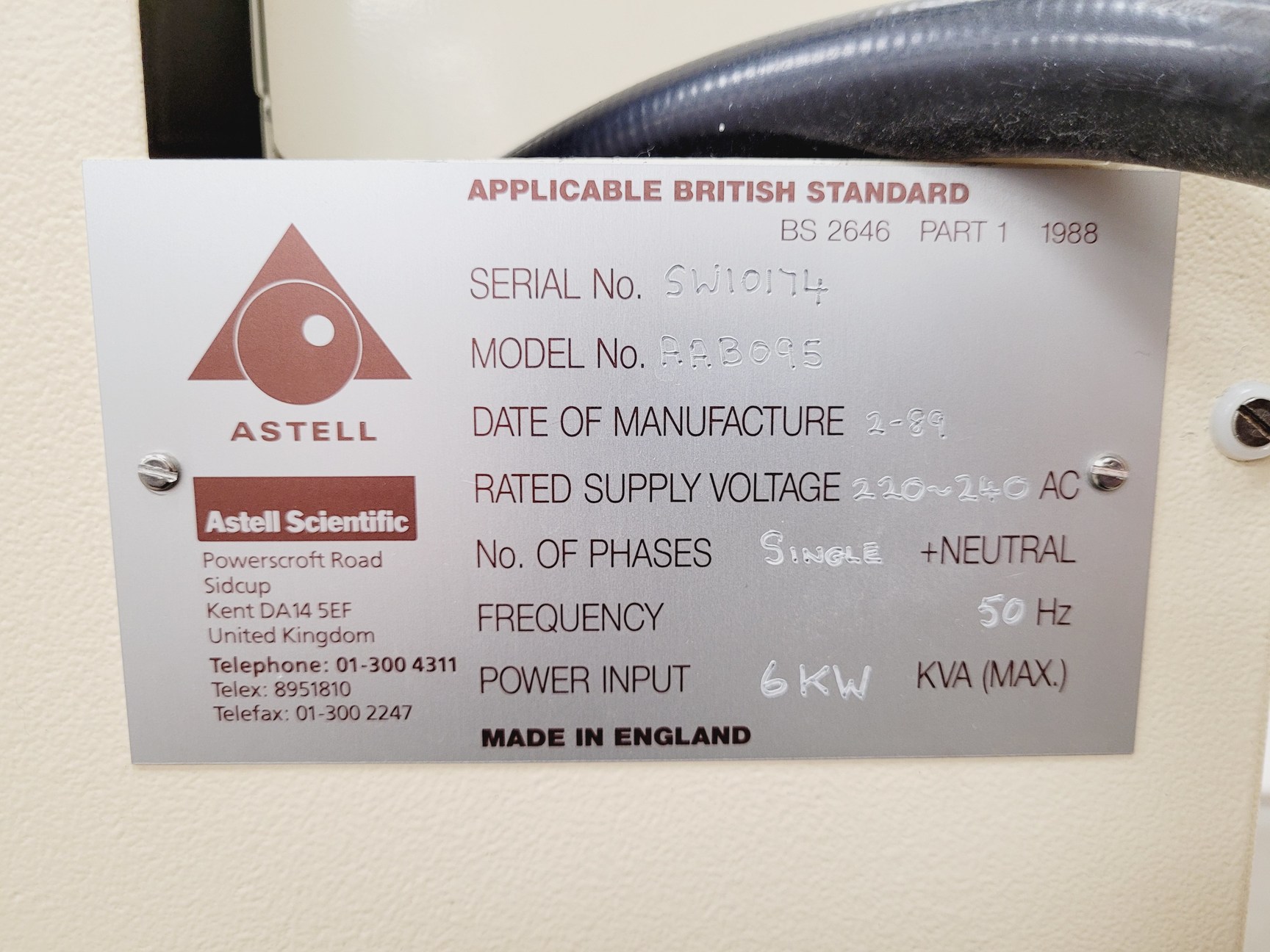 Image of Astell Scientific Laboratory Autoclave  Model - AAB095 Lab Faulty