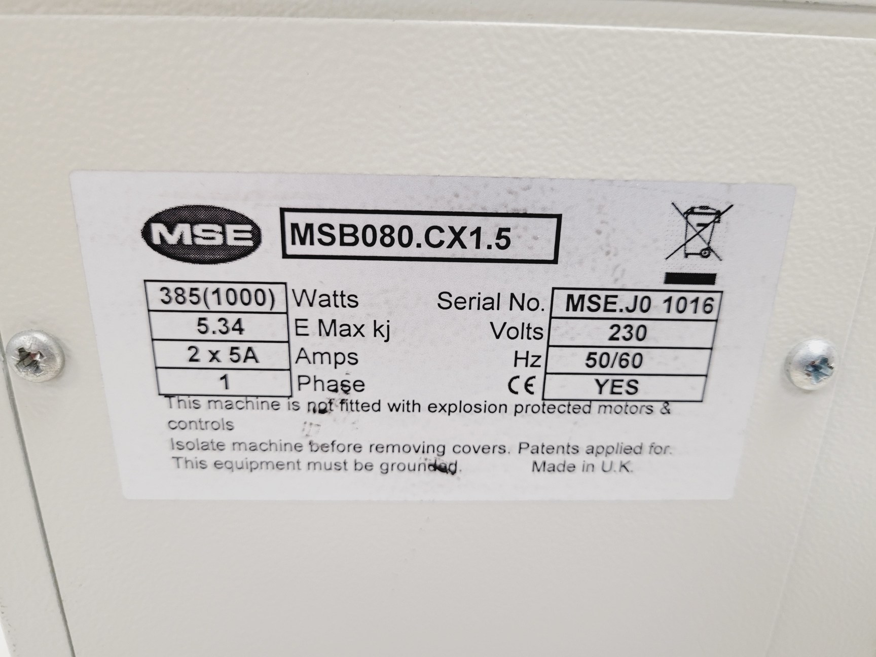 Image of MSE Harrier 15/80 Centrifuge with 12x15mL Rotor 5360rpm Lab