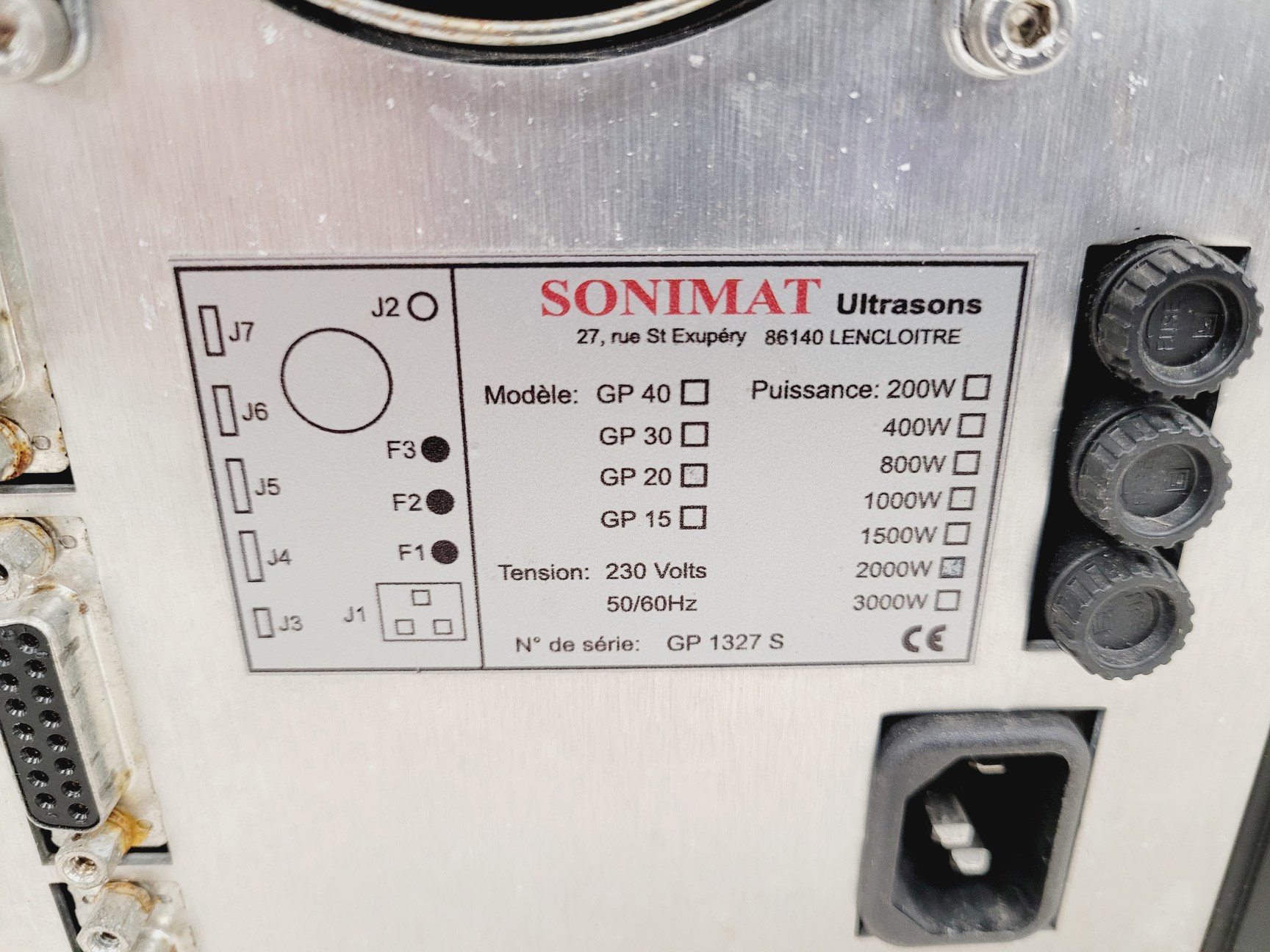 Image of Sonimat Ultrasons GP20 with Monitor/Terminal Ultrasoic Welding Controller Lab