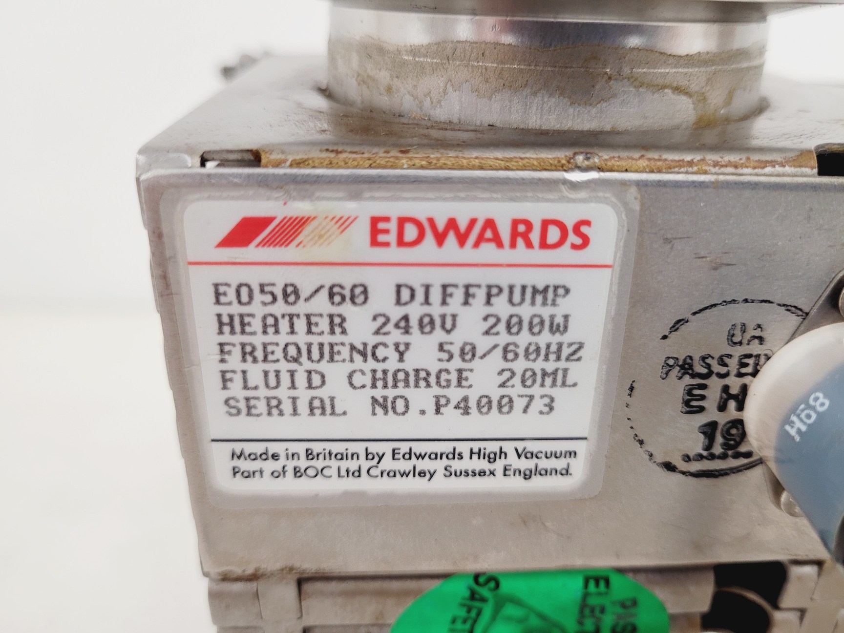 Image of Edwards EO50/60 Diffusion Pump Lab