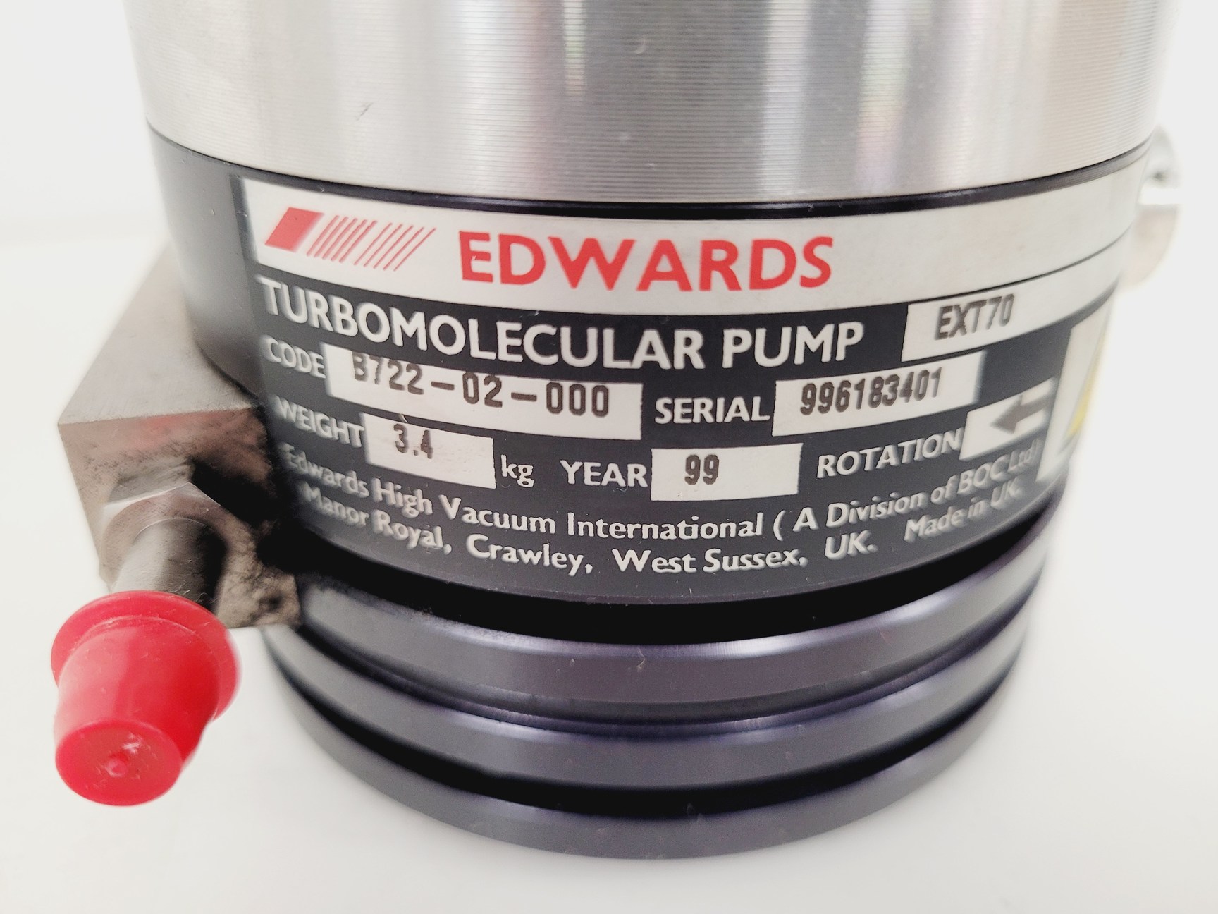 Image of Edwards Turbomolecular Pump EXT70 Code - B722-02-000 Lab