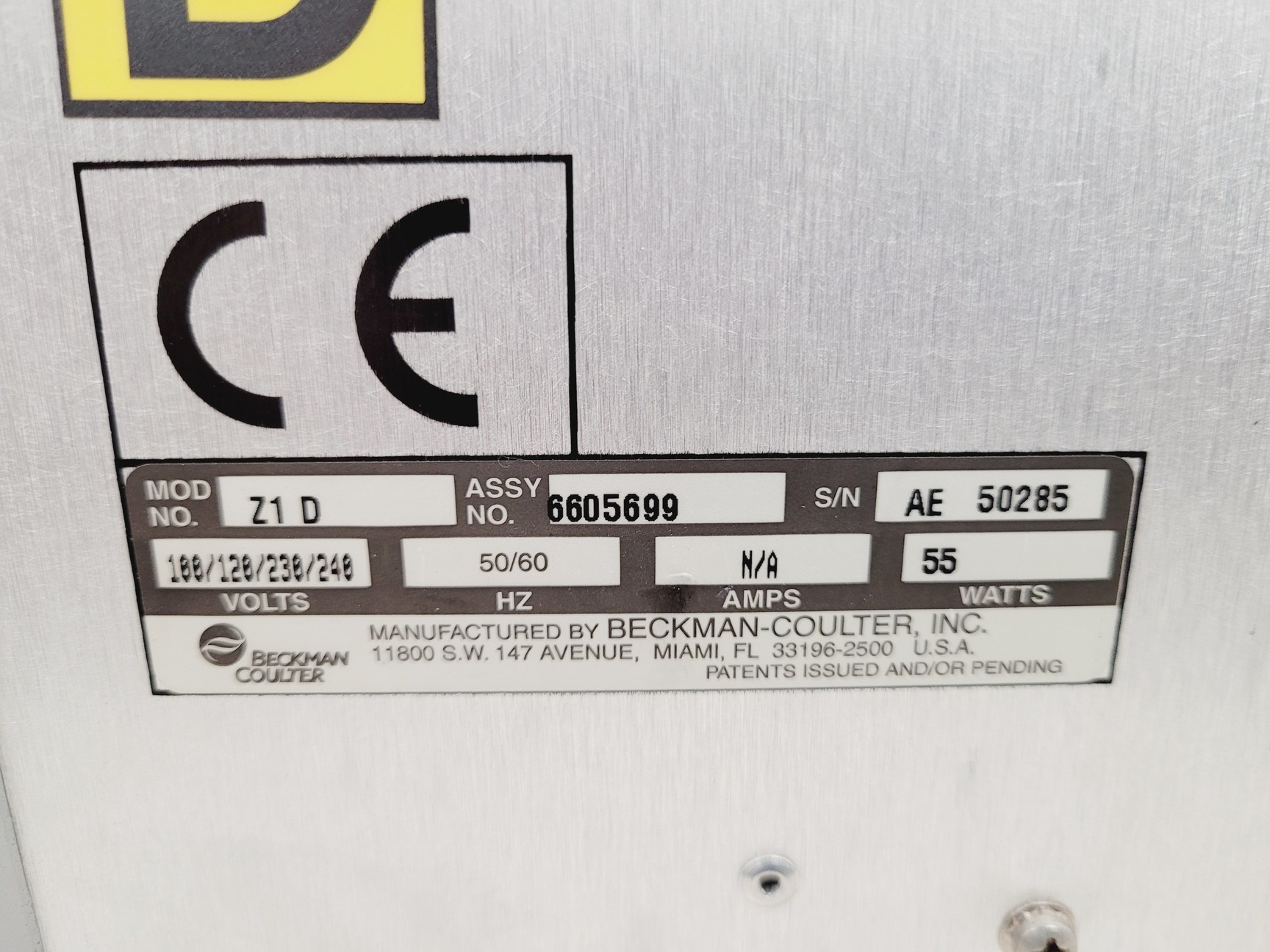 Image of Beckman Coulter Z1 Particle Counter Model - Z1 D  Assy no. 6605699