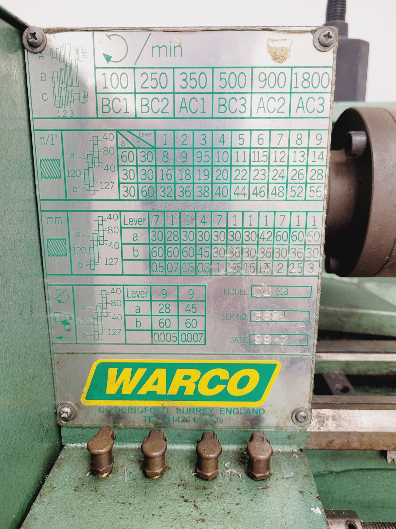 Image of Warco 918 CQ918 Benchtop Lathe with Stand and Accessories 