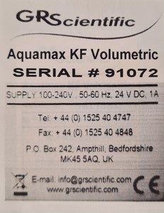 Thumbnail image of GR Scientific Auqamax KF Volumetric Titration System Lab