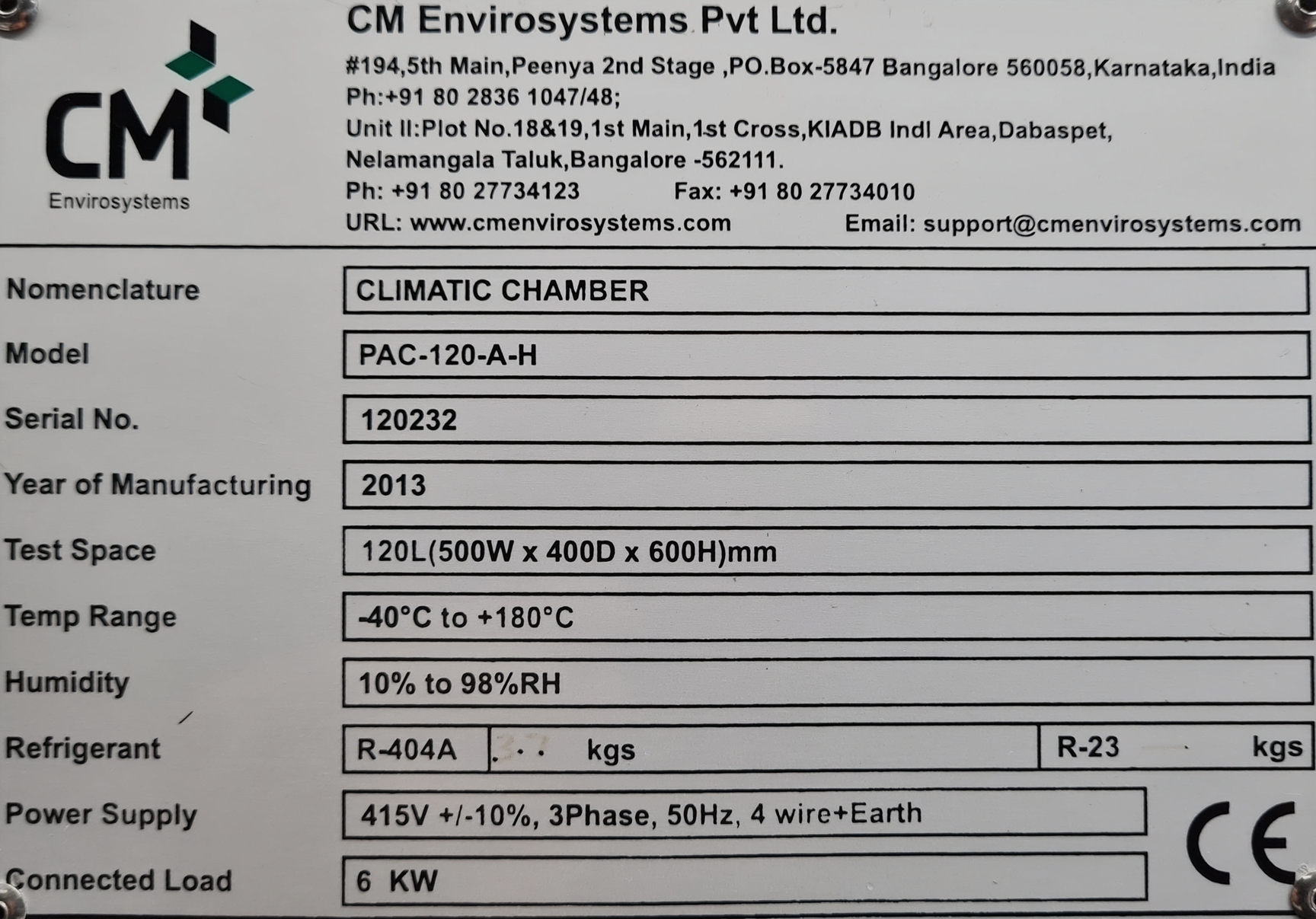Image of CME Climatic Chamber PAC-120-A-H Laboratory Growth Chamber Lab