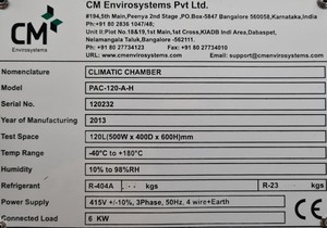 Thumbnail image of CME Climatic Chamber PAC-120-A-H Laboratory Growth Chamber Lab