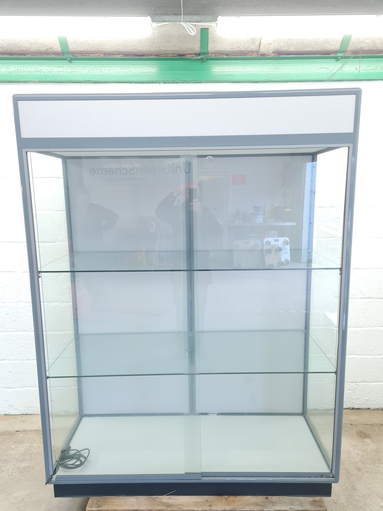 Image of Large Illuminated Glass Shop Display Cabinet 148x60x199