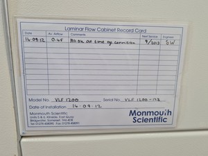 Thumbnail image of Monmouth Circulaire Vertical Laminar Flow Cabinet & Stand Model: VLF 1200 Lab.