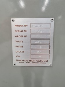 Thumbnail image of Edwards E480 Vacuum Thermal Evaporator Coating System Lab