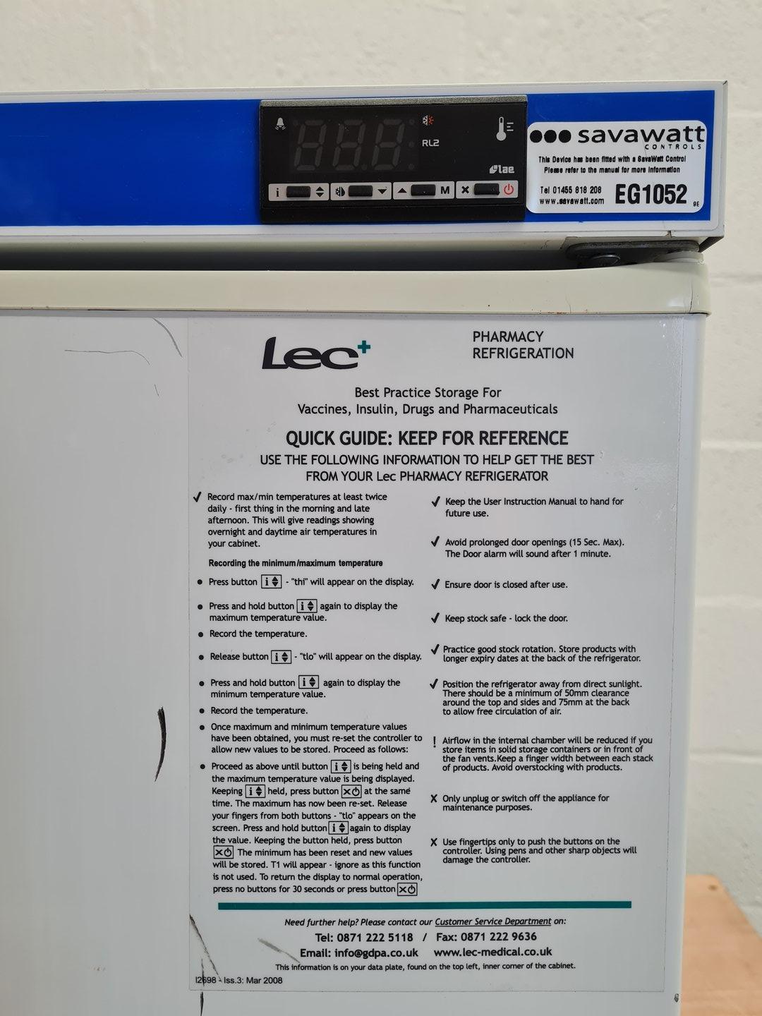 Image of Lec Pharmacy Refrigeration PE 207 Laboratory Refrigerator Lab