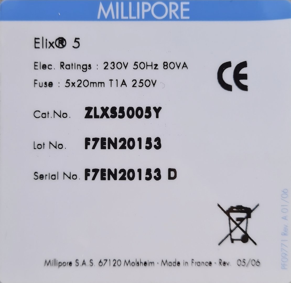 Image of Millipore Elix 5 Water Filtration/Purification System