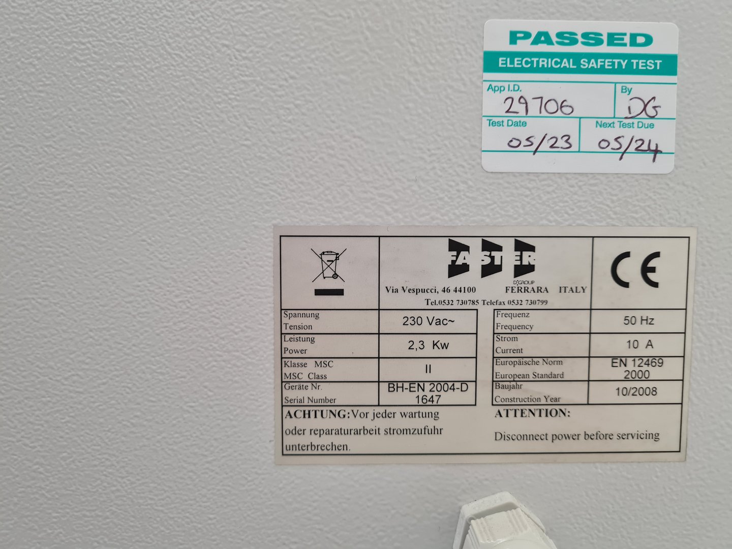 Image of FASTER BH-EN 2004-D Class II Biological Safety Cabinet Lab