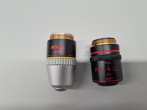 Thumbnail image of Box of Olympus & Nikon Microscope Objectives & Accessories -  160/- Lab