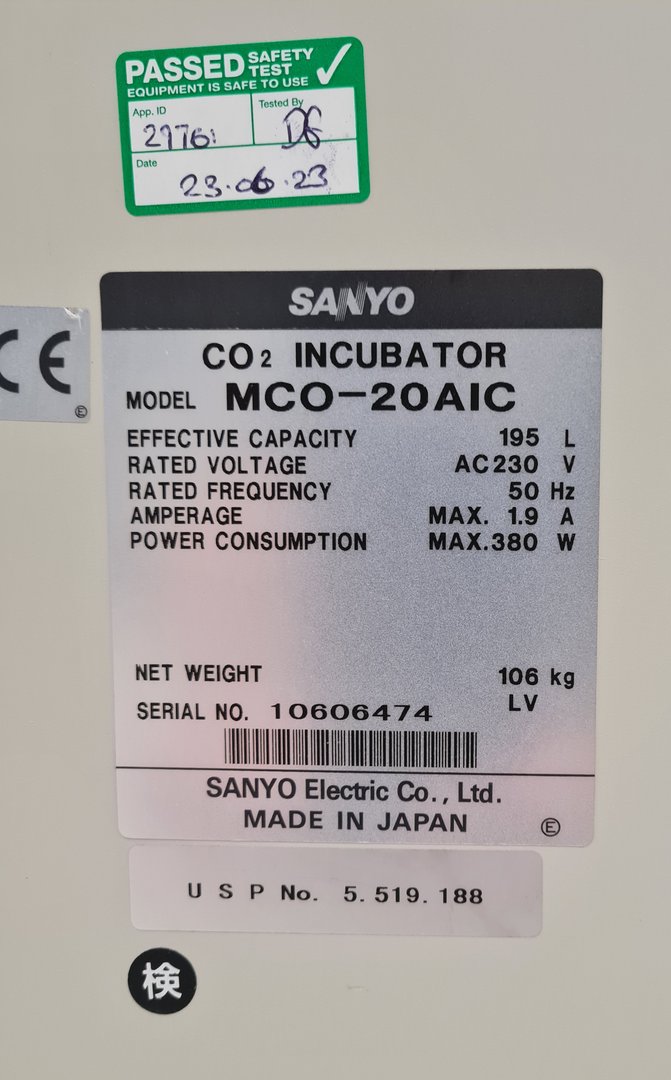 Image of Sanyo CO2 MCO-20AIC Laboratory Incubator Lab