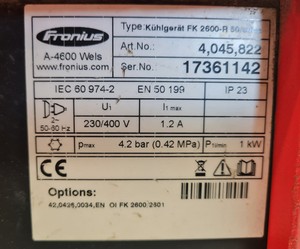 Thumbnail image of Fronius Magic Wave 2600 Water Cooled AC/DC TIG Welder Machine Spares/Repairs