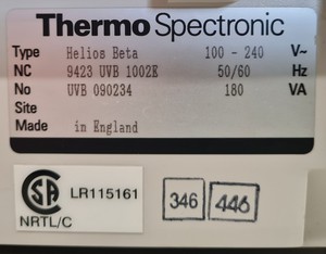 Thumbnail image of Thermo Spectronic Helios Beta UV/VIS Spectrophotometer Lab
