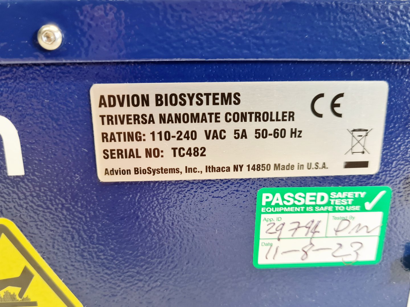 Image of Advion Biosystems Triversa Nanomate Robot + Controller Lab