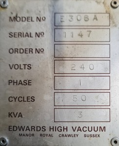 Thumbnail image of Edwards E306A Thermal Evaporator Coating System Lab